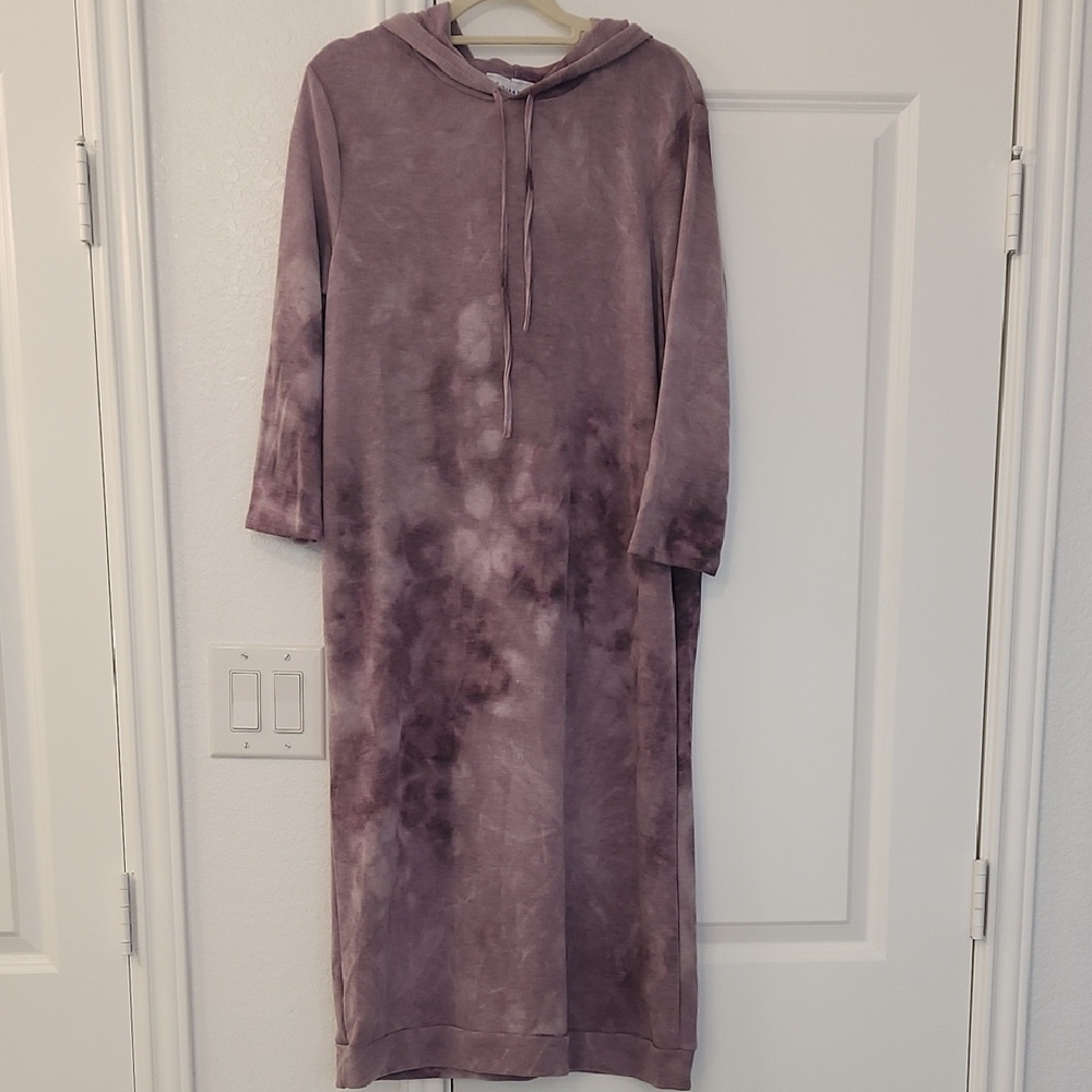 Purple Tie-Dye Hooded Dress